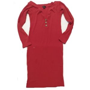 Women's L/S ribbed body con midi dress red size XL
